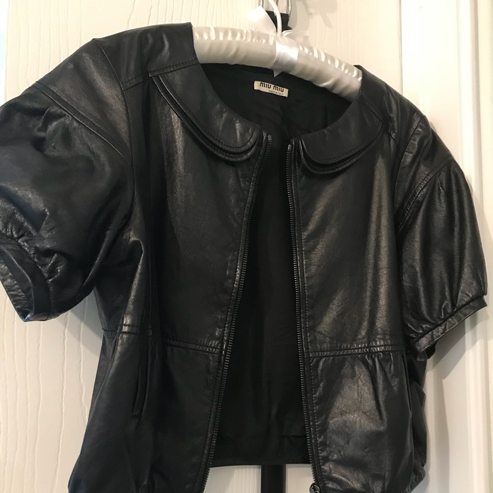 Miu Miu crop leather jacket size 40